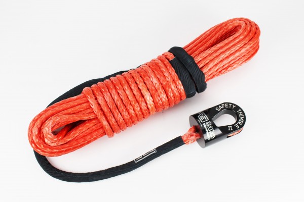 Orange Winch Rope with Black Safety Thimble 2 Package